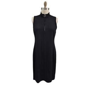 Lauren Ralph Lauren LRL Black Sleeveless Viscose Blend Dress XL Ring Zip Front